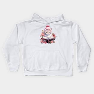 Pink Christmas Cat Kids Hoodie